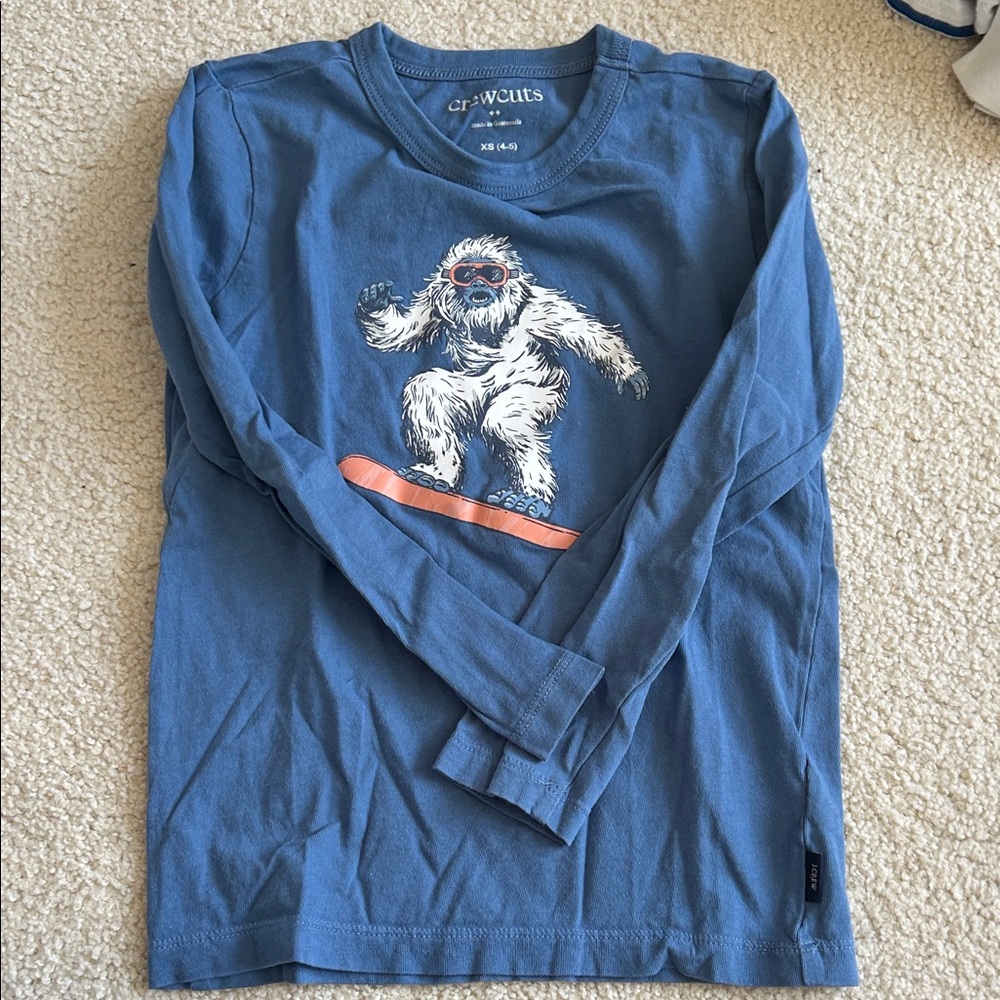 Crewcuts Blue Long-Sleeve Tee with Snowboarding Yeti Graphic